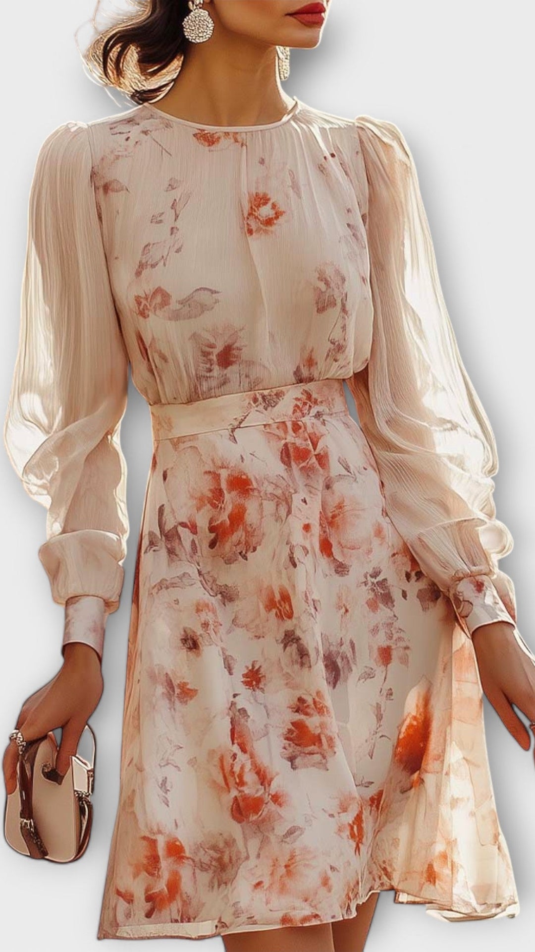 Pleated Floral Print Dress