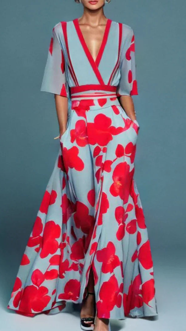 Ameliora – Elegant Bloom Print Dress