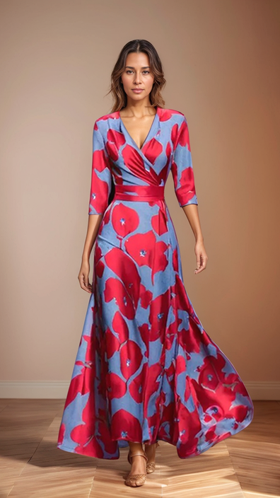 Ameliora – Elegant Bloom Print Dress