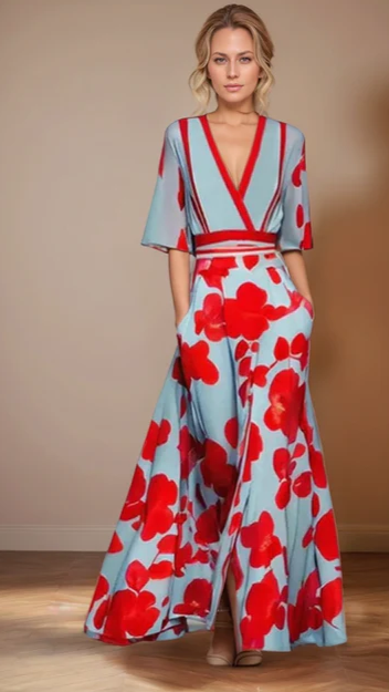 Ameliora – Elegant Bloom Print Dress