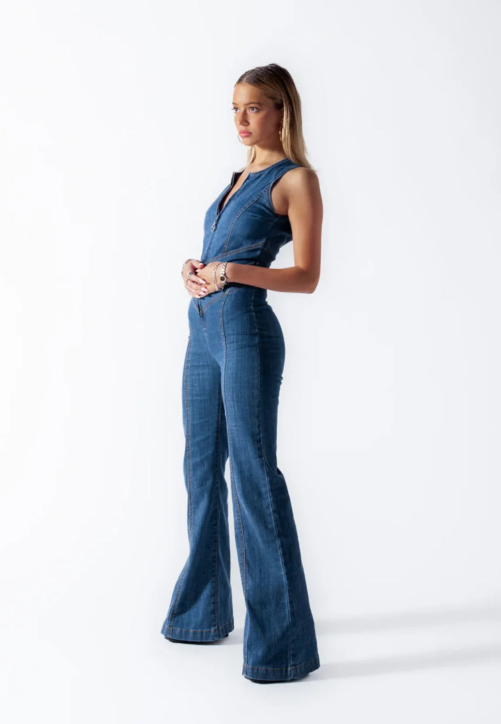 Liora – Heart-Stitched Denim Jumpsuit